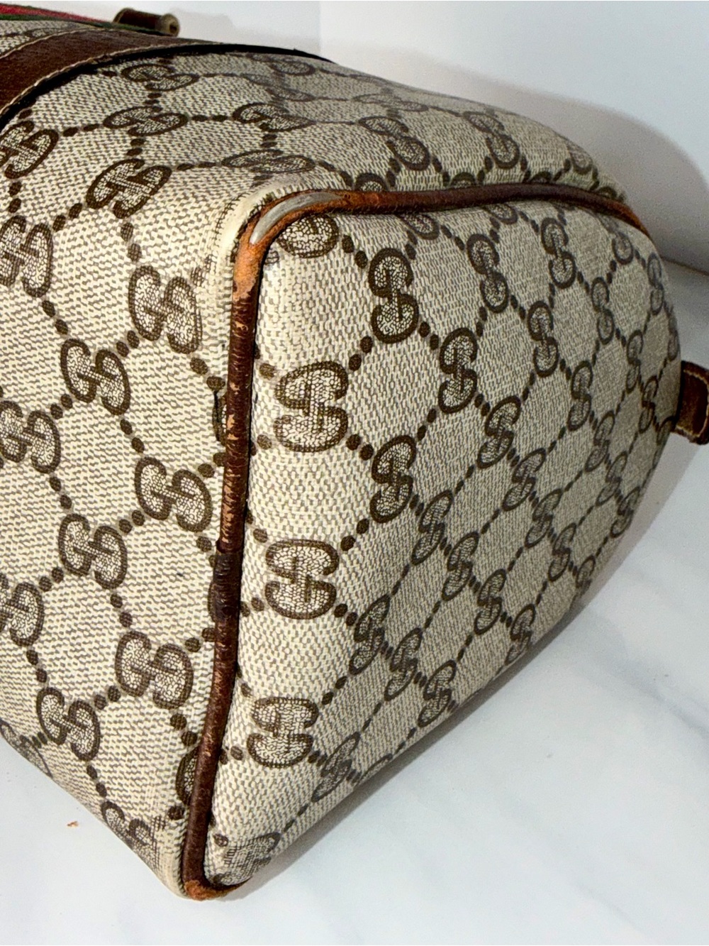 Vintage Gucci GG Supreme Web Boston Speedy Bag Brown Tan Monogram - Picture 14 of 14